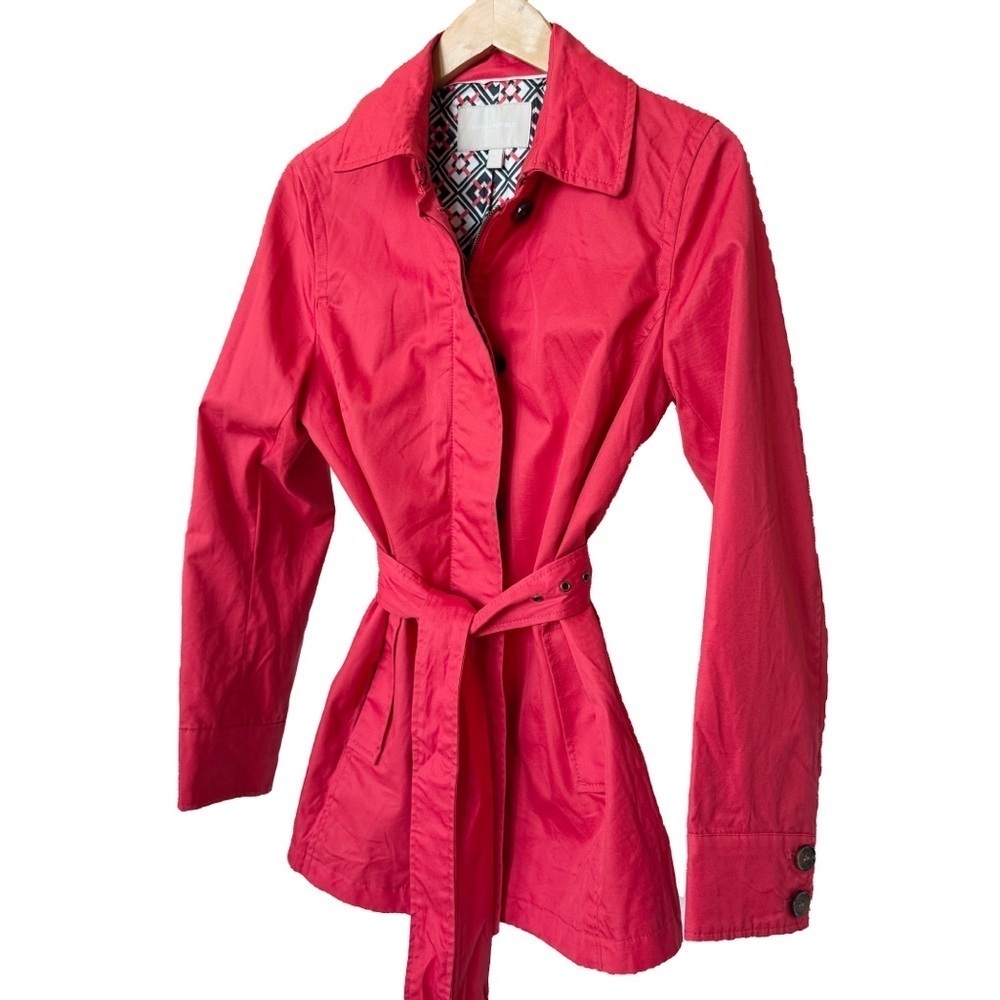 Banana Republic Women's Red Poppy Belted Trench Jacket Size M Zip Front Casual